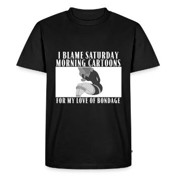 Je blâme Saturday morning Cartoons pour mon amour de B - T-shirt Premium bio Homme - noir - Devant - Nico (187cm)