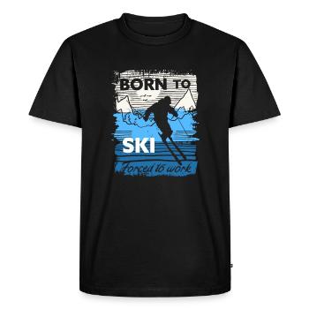 Vintage Born To Ski, obligé de travailler - T-shirt Premium bio Homme - noir - Devant - Nico (187cm)