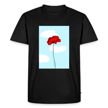 Poppy - flower - plant - drawing - Men's Premium Organic T-Shirt - black - Front - Nico (187cm)