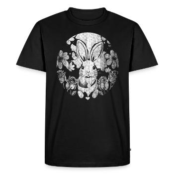 look usagé Motif de Pâques lapin de Pâques lapin - T-shirt Premium bio Homme - noir - Devant - Nico (187cm)