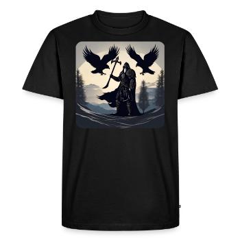 Viking Odin avec les corbeaux Hugin et Munin - T-shirt Premium bio Homme - noir - Devant - Nico (187cm)