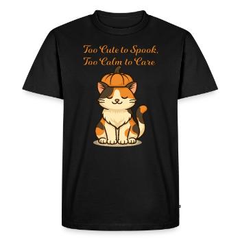 Chat mignon d’Halloween - Trop calme pour effrayer le design - T-shirt Premium bio Homme - noir - Devant - Nico (187cm)
