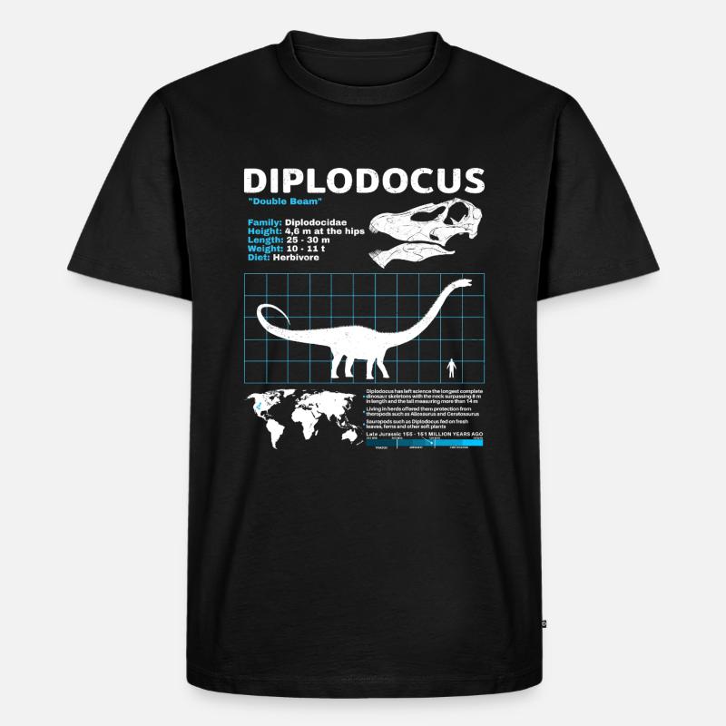 Diplodocus Datenblatt - Männer Premium Bio T-Shirt - Schwarz