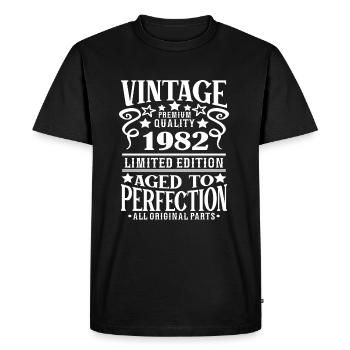 Vintage millésime 1982 anniversaire cadeau - T-shirt Premium bio Homme - noir - Devant - Nico (187cm)
