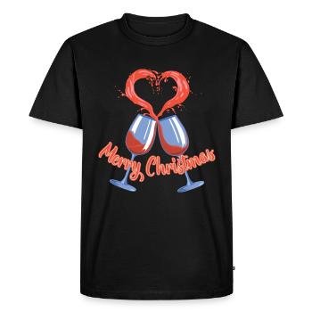 Joyeux Noël Mignon Coeur Vive Verre de vin Noël - T-shirt Premium bio Homme - noir - Devant - Nico (187cm)