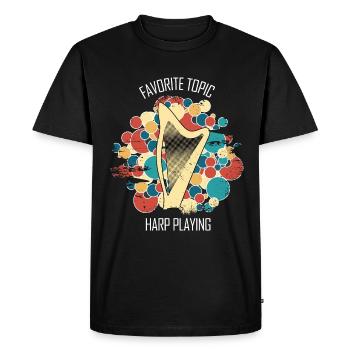 Harp Gift Musical Instrument Musician Plucking - Men's Premium Organic T-Shirt - black - Front - Nico (187cm)