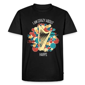 Harp Gift Musical Instrument Musician Plucking - Men's Premium Organic T-Shirt - black - Front - Nico (187cm)