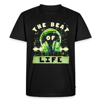 Le rythme de la vie - Headphone Music - T-shirt Premium bio Homme - noir - Devant - Nico (187cm)