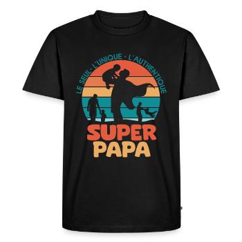 papa cadeau superpapa fête des pères - T-shirt Premium bio Homme - noir - Devant - Nico (187cm)