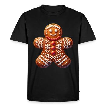 Pain d’épices de Noël Pain d’épices - T-shirt Premium bio Homme - noir - Devant - Nico (187cm)