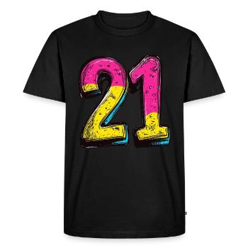 21 Number Comic - Men's Premium Organic T-Shirt - black - Front - Nico (187cm)
