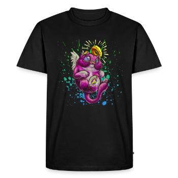 Saint chat - T-shirt Premium bio Homme - noir - Devant - Nico (187cm)