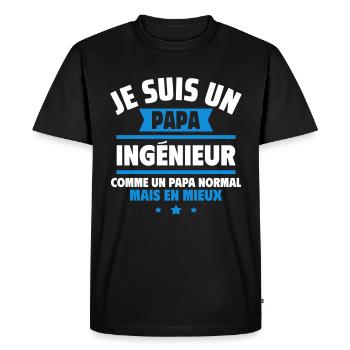 papa ingénieur, cadeau fête des pères - T-shirt Premium bio Homme - noir - Devant - Nico (187cm)