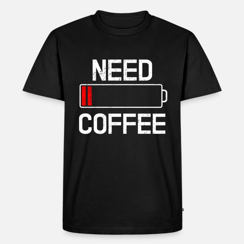 Kaffee - Männer Premium Bio T-Shirt - Schwarz