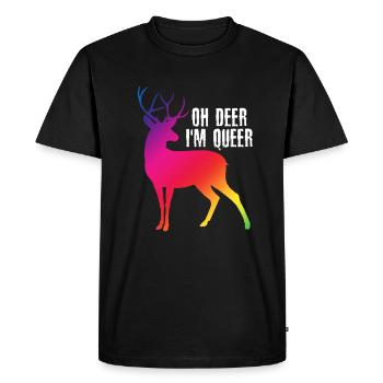 Oh Deer I'm Queer - LGBT Hirsch Gay Pride - Männer Premium Bio T-Shirt - Schwarz - Vorne - Nico (187cm)
