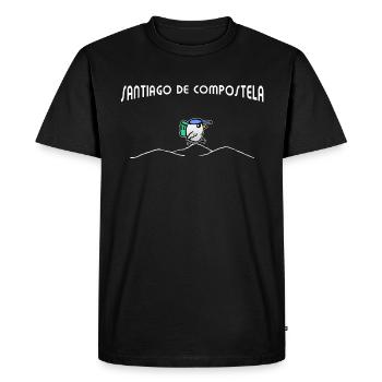 Promenades d'oiseaux Chemin de Compostelle - Saint Jacques de Compostelle - T-shirt Premium bio Homme - noir - Devant - Nico (187cm)