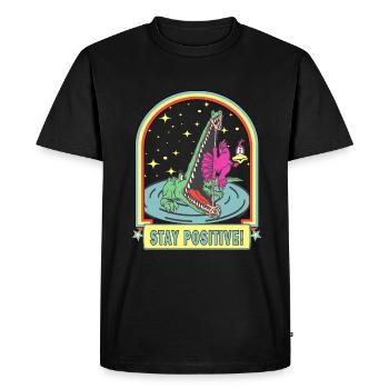 Restez positif, où que vous soyez. - T-shirt Premium bio Homme - noir - Devant - Nico (187cm)