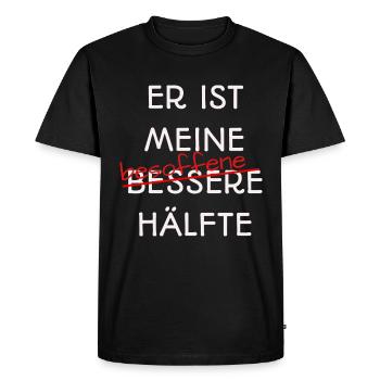 He's My Better Half - Malle Party - Men's Premium Organic T-Shirt - black - Front - Nico (187cm)
