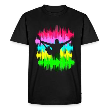 festival - Herre Premium økologisk T-shirt - sort - Foran - Nico (187cm)
