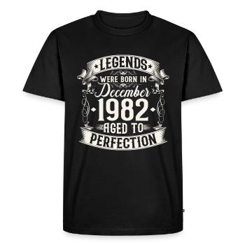 Décembre né 1982 Anniversaire vintage - T-shirt Premium bio Homme - noir - Devant - Nico (187cm)