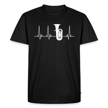 Tuba Heartbeat EKG Herzschlag für Tubaspieler - Männer Premium Bio T-Shirt - Schwarz - Vorne - Nico (187cm)