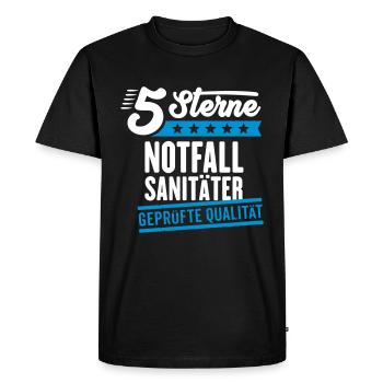 5Sterne Notfallsanitäter - Männer Premium Bio T-Shirt - Schwarz - Vorne - Nico (187cm)