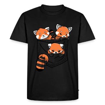 Panda Rouge Amateur d’animaux Petit Panda Ours Rouge - T-shirt Premium bio Homme - noir - Devant - Nico (187cm)