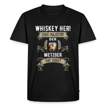 Whiskey her! Der Metzger hat Durst - Männer Premium Bio T-Shirt - Schwarz - Vorne - Nico (187cm)