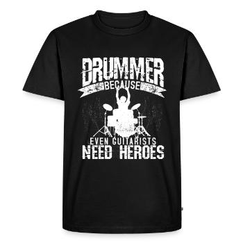 Batteur - Drummer batteur cadeau - T-shirt Premium bio Homme - noir - Devant - Nico (187cm)