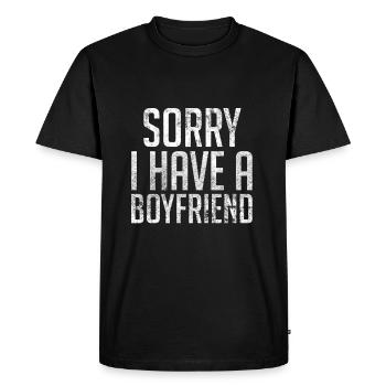 Désolé j'ai un petit copain - T-shirt Premium bio Homme - noir - Devant - Nico (187cm)