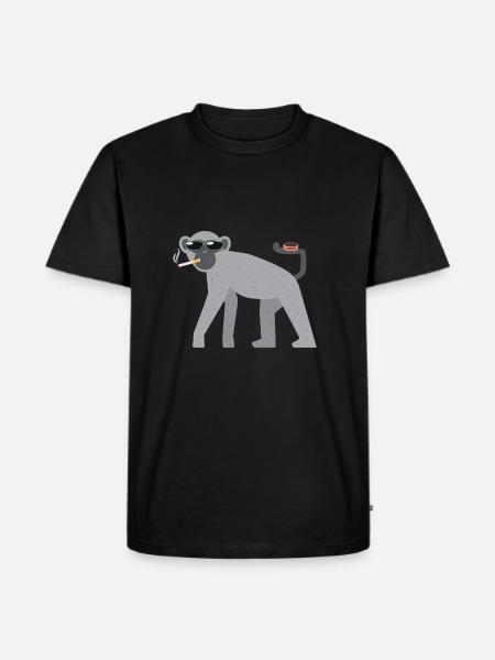 t-shirt smoking monkey cigarette - Men's Premium Organic T-Shirt - black