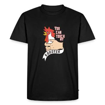 Tu peux toucher mon coq - T-shirt Premium bio Homme - noir - Devant - Nico (187cm)