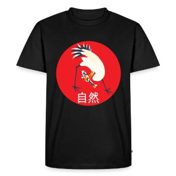 Grue du Japon et Koi - T-shirt Premium bio Homme - noir - Devant - Nico (187cm)