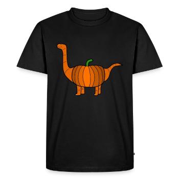 Dino à la citrouille - T-shirt Premium bio Homme - noir - Devant - Nico (187cm)