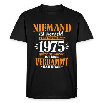 Jahrgang 1975 geboren Geburtstagsspruch Geschenk - Männer Premium Bio T-Shirt - Schwarz - Vorne - Nico (187cm)