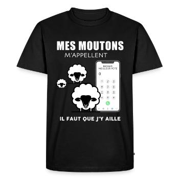 t-shirt mes moutons m'appellent - T-shirt Premium bio Homme - noir - Devant - Nico (187cm)