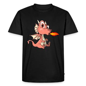 Un doux dragon crache du feu - T-shirt Premium bio Homme - noir - Devant - Nico (187cm)