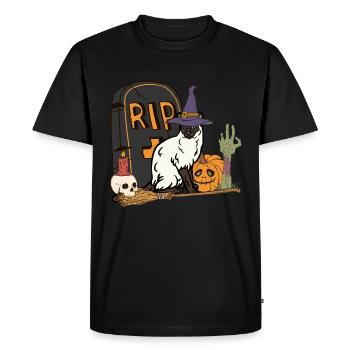Chat siamois d’Halloween mignon et effrayant - T-shirt Premium bio Homme - noir - Devant - Nico (187cm)