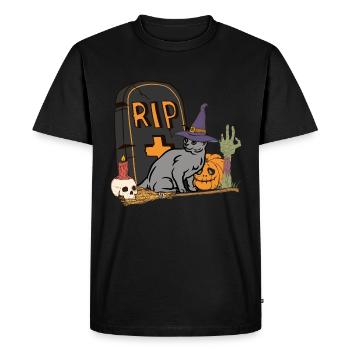 Mignon et effrayant chat d’Halloween bleu russe - T-shirt Premium bio Homme - noir - Devant - Nico (187cm)