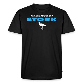 me poser des questions sur ma cigogne - T-shirt Premium bio Homme - noir - Devant - Nico (187cm)