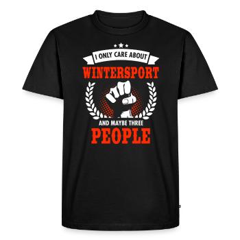 Je ne me soucie que des sports d’hiver et peut-être de trois personnes - T-shirt Premium bio Homme - noir - Devant - Nico (187cm)
