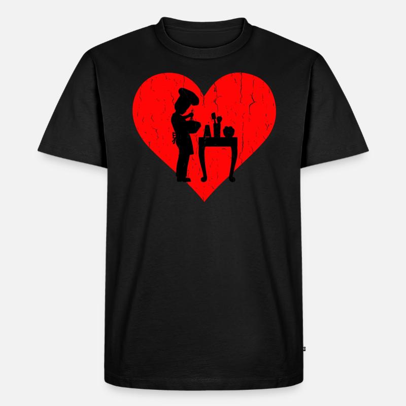 Gotowanie Heart - Männer Premium Bio T-Shirt - Schwarz