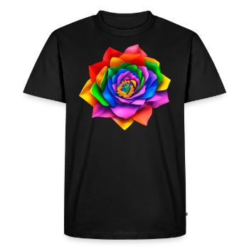 Fleur arc-en-ciel 3D vive - T-shirt Premium bio Homme - noir - Devant - Nico (187cm)