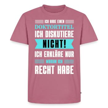 Doktortitel Doktorand Promotion - Männer Premium Bio T-Shirt - Mauve - Vorne - Nico (187cm)