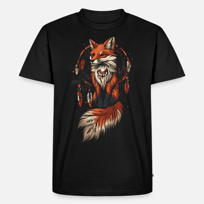 Fuchs Traumfäger Indianer - Männer Premium Bio T-Shirt - Schwarz