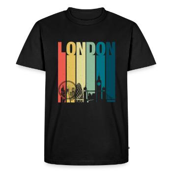 Retro London Skyline Shirt United Kingdom London - Männer Premium Bio T-Shirt - Schwarz - Vorne - Nico (187cm)