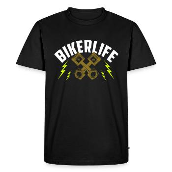 Bikerlife | Couleurs changeantes - T-shirt Premium bio Homme - noir - Devant - Nico (187cm)