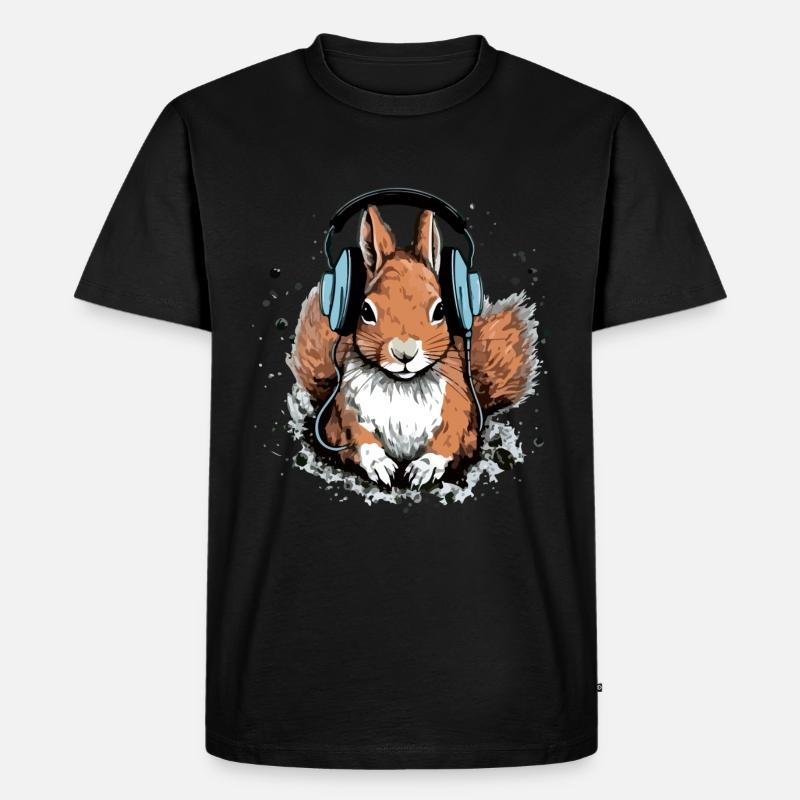 Jiko das audiophile Eichhörnchen - Männer Premium Bio T-Shirt - Schwarz