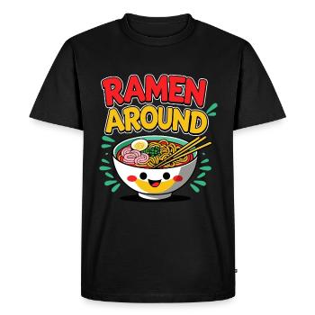 Ramen Around - Funny Ramen Noodle Illustration - Men's Premium Organic T-Shirt - black - Front - Nico (187cm)