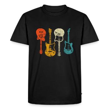 Guitar, Gift For Guitarist, Retro Style vintage - Men's Premium Organic T-Shirt - black - Front - Nico (187cm)
